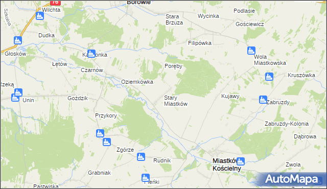 mapa Stary Miastków, Stary Miastków na mapie Targeo