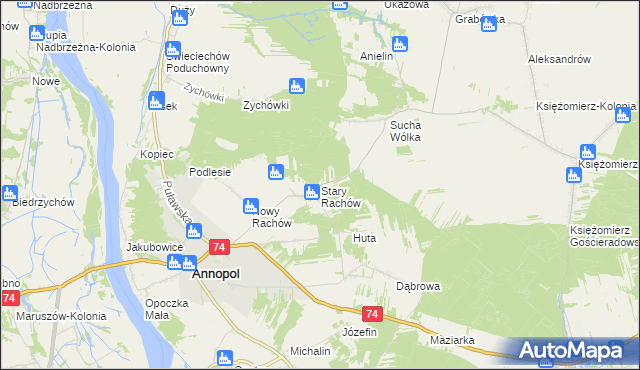 mapa Stary Rachów, Stary Rachów na mapie Targeo