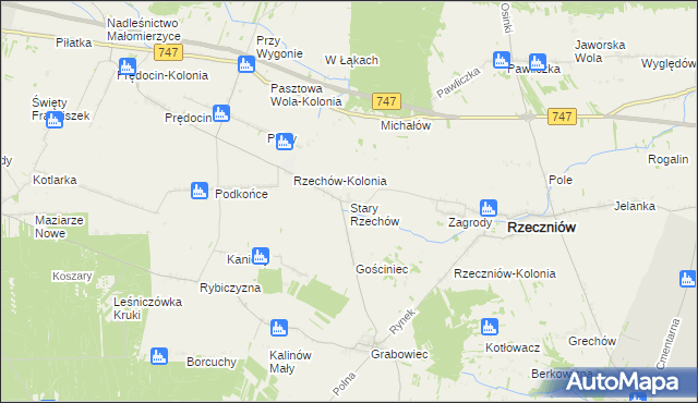 mapa Stary Rzechów, Stary Rzechów na mapie Targeo