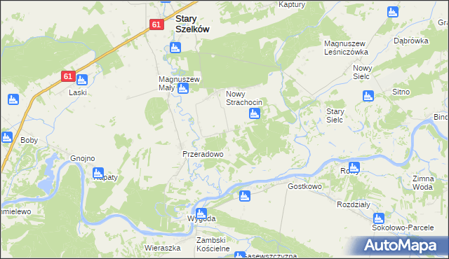 mapa Stary Strachocin, Stary Strachocin na mapie Targeo