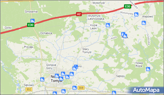 mapa Stary Tomyśl, Stary Tomyśl na mapie Targeo