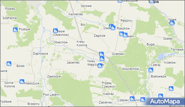 mapa Stary Węgrzynów, Stary Węgrzynów na mapie Targeo