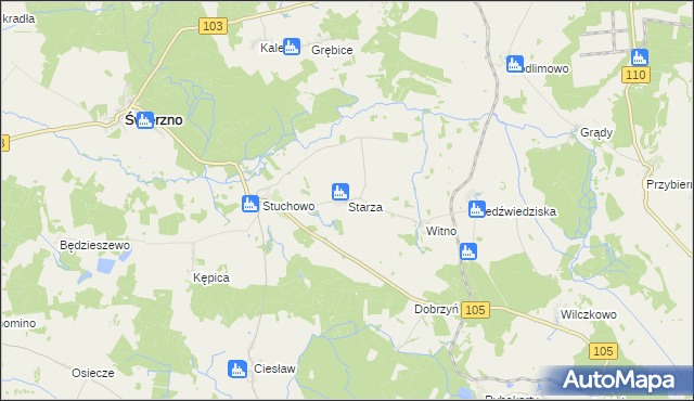 mapa Starza gmina Świerzno, Starza gmina Świerzno na mapie Targeo
