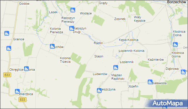 mapa Stasin gmina Chodel, Stasin gmina Chodel na mapie Targeo