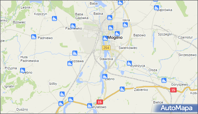 mapa Stawiska gmina Mogilno, Stawiska gmina Mogilno na mapie Targeo