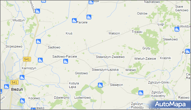 mapa Stawiszyn-Zwalewo, Stawiszyn-Zwalewo na mapie Targeo
