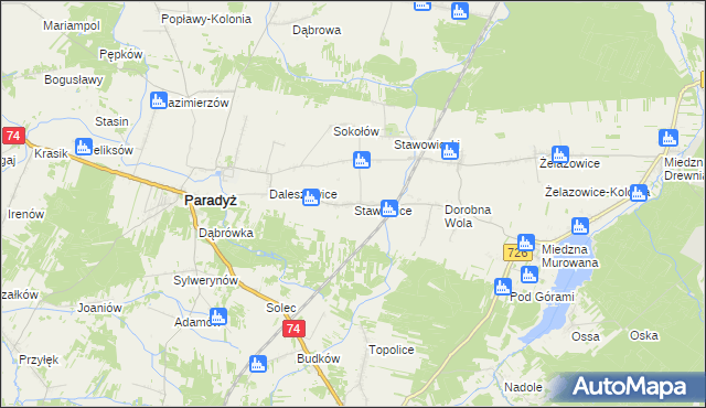 mapa Stawowice, Stawowice na mapie Targeo
