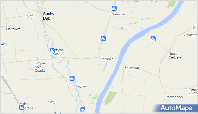 mapa Steblewo, Steblewo na mapie Targeo