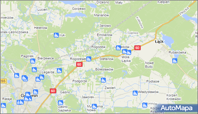 mapa Stefanów gmina Gostynin, Stefanów gmina Gostynin na mapie Targeo