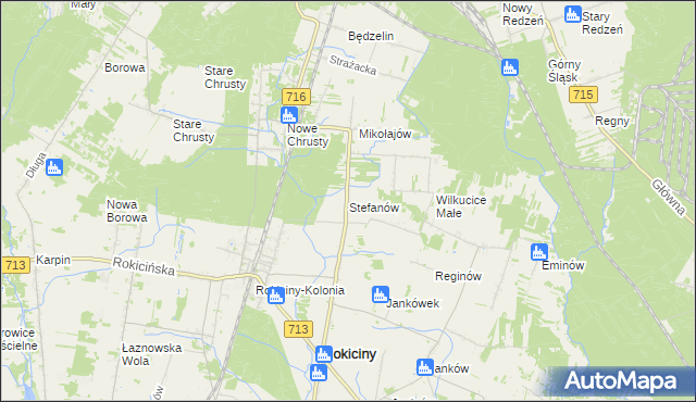 mapa Stefanów gmina Rokiciny, Stefanów gmina Rokiciny na mapie Targeo