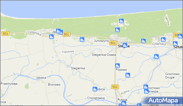 mapa Stegienka-Osada, Stegienka-Osada na mapie Targeo