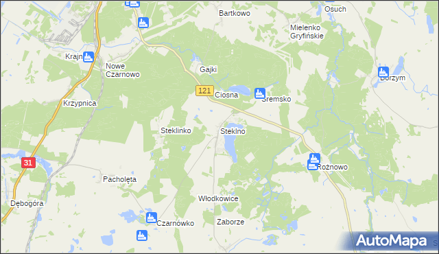 mapa Steklno, Steklno na mapie Targeo