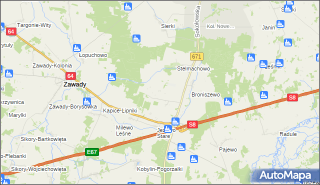 mapa Stelmachowo-Kolonia, Stelmachowo-Kolonia na mapie Targeo