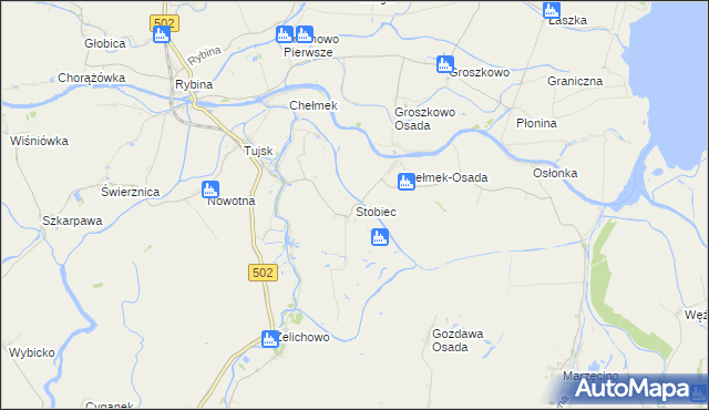 mapa Stobiec gmina Stegna, Stobiec gmina Stegna na mapie Targeo