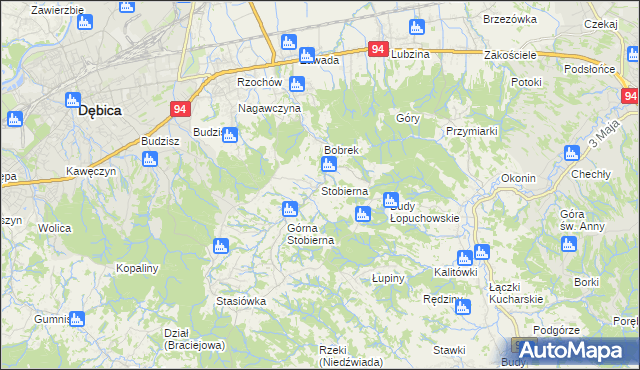 mapa Stobierna gmina Dębica, Stobierna gmina Dębica na mapie Targeo