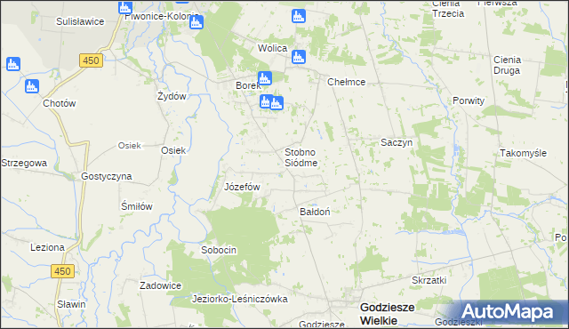 mapa Stobno gmina Godziesze Wielkie, Stobno gmina Godziesze Wielkie na mapie Targeo