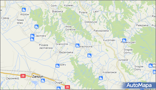 mapa Strachocina, Strachocina na mapie Targeo