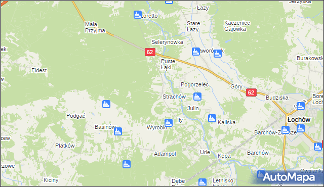 mapa Strachów gmina Jadów, Strachów gmina Jadów na mapie Targeo