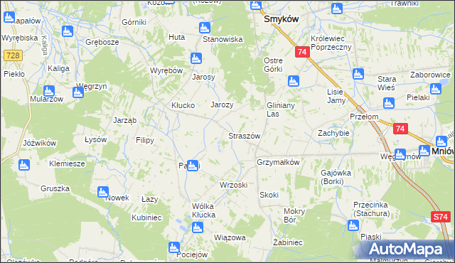 mapa Straszów gmina Mniów, Straszów gmina Mniów na mapie Targeo