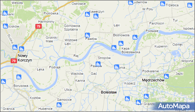 mapa Strojców, Strojców na mapie Targeo