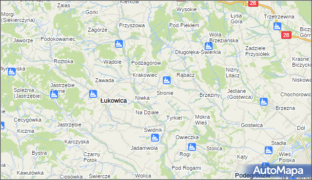 mapa Stronie gmina Łukowica, Stronie gmina Łukowica na mapie Targeo