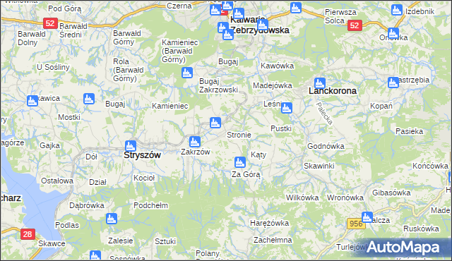 mapa Stronie gmina Stryszów, Stronie gmina Stryszów na mapie Targeo