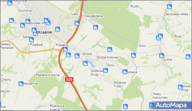 mapa Stróża-Kolonia, Stróża-Kolonia na mapie Targeo