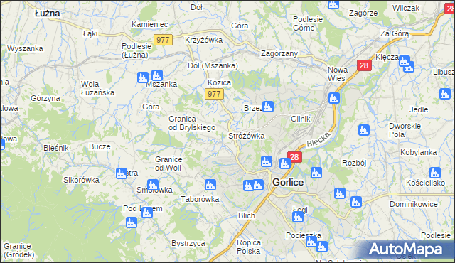 mapa Stróżówka, Stróżówka na mapie Targeo