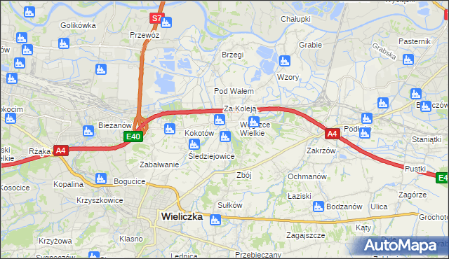 mapa Strumiany gmina Wieliczka, Strumiany gmina Wieliczka na mapie Targeo