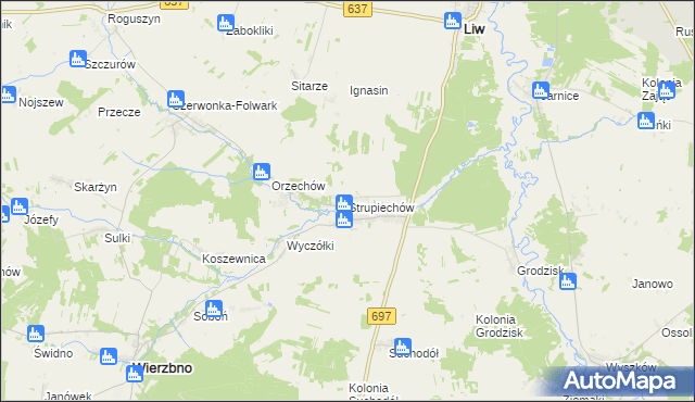 mapa Strupiechów, Strupiechów na mapie Targeo