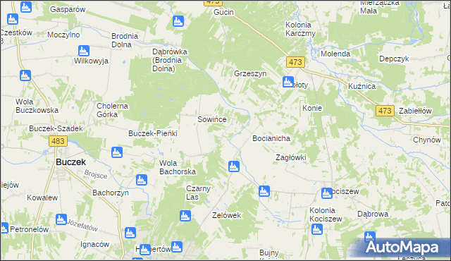 mapa Strupiny, Strupiny na mapie Targeo