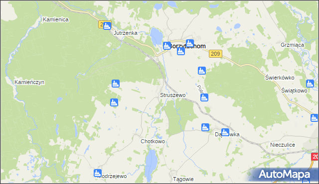 mapa Struszewo, Struszewo na mapie Targeo