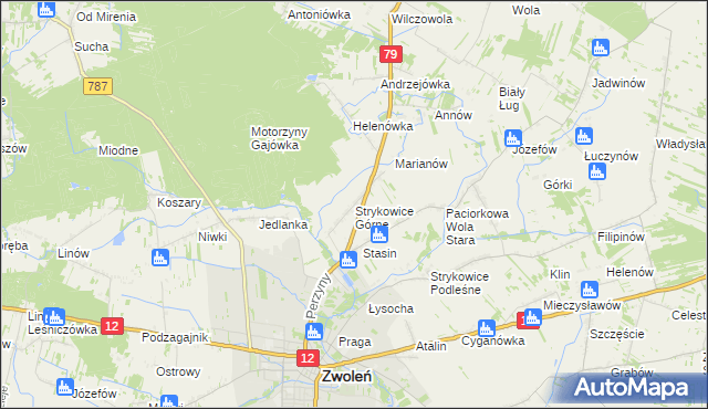 mapa Strykowice Górne, Strykowice Górne na mapie Targeo