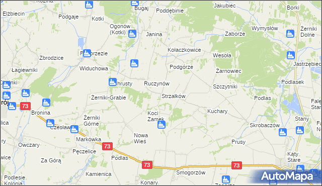 mapa Strzałków gmina Stopnica, Strzałków gmina Stopnica na mapie Targeo