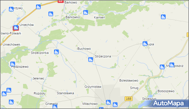mapa Strzeczona, Strzeczona na mapie Targeo