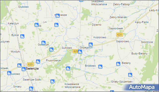 mapa Strzegocin gmina Świercze, Strzegocin gmina Świercze na mapie Targeo