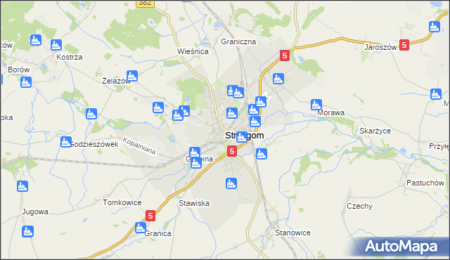 mapa Strzegom powiat świdnicki, Strzegom powiat świdnicki na mapie Targeo