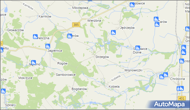 mapa Strzegów gmina Grodków, Strzegów gmina Grodków na mapie Targeo