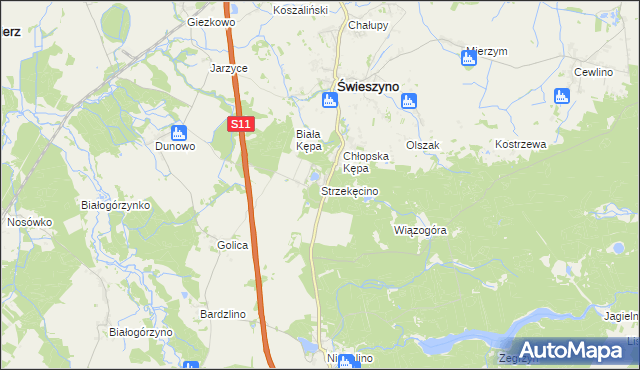mapa Strzekęcino, Strzekęcino na mapie Targeo