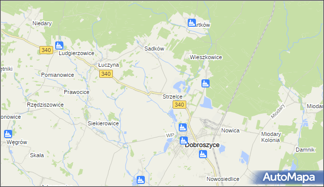 mapa Strzelce gmina Dobroszyce, Strzelce gmina Dobroszyce na mapie Targeo