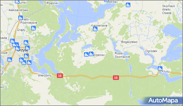 mapa Strzelniki gmina Orzysz, Strzelniki gmina Orzysz na mapie Targeo