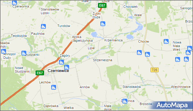 mapa Strzemeszna Pierwsza, Strzemeszna Pierwsza na mapie Targeo