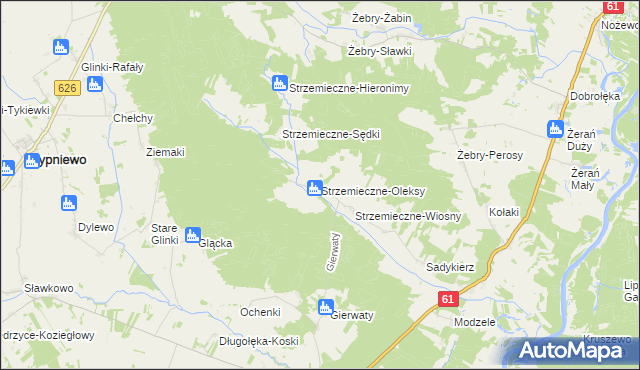 mapa Strzemieczne-Oleksy, Strzemieczne-Oleksy na mapie Targeo