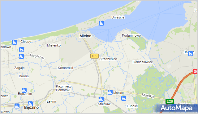 mapa Strzeżenice, Strzeżenice na mapie Targeo