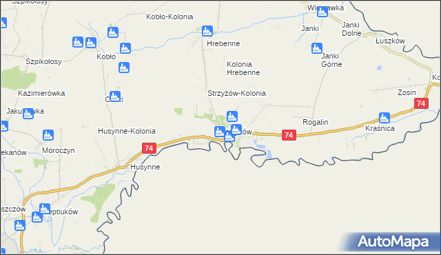 mapa Strzyżów gmina Horodło, Strzyżów gmina Horodło na mapie Targeo