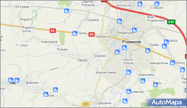 mapa Studzian, Studzian na mapie Targeo