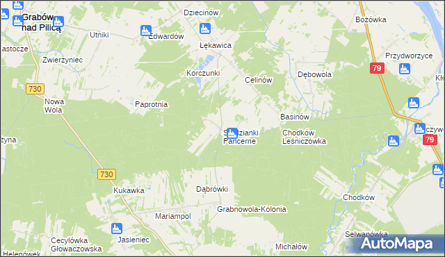 mapa Studzianki Pancerne, Studzianki Pancerne na mapie Targeo