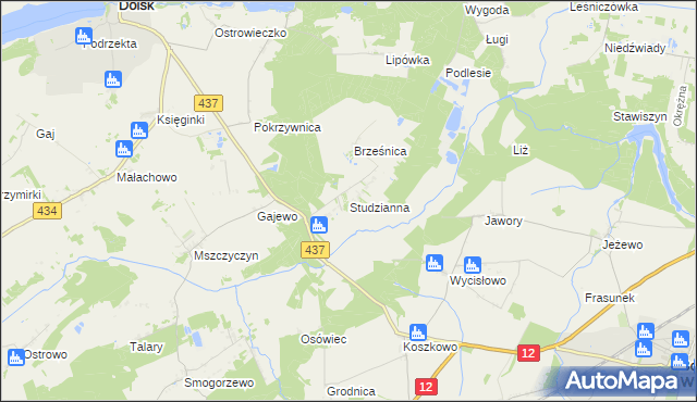 mapa Studzianna gmina Borek Wielkopolski, Studzianna gmina Borek Wielkopolski na mapie Targeo