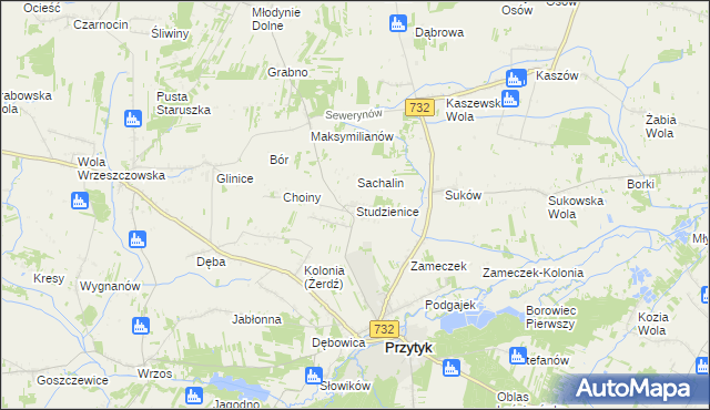 mapa Studzienice gmina Przytyk, Studzienice gmina Przytyk na mapie Targeo