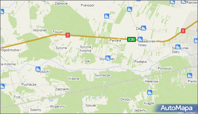 mapa Styrzyniec, Styrzyniec na mapie Targeo